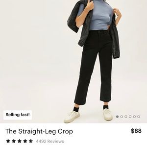 NWT Everlane The Straight-Leg Crop, Size 0, Black